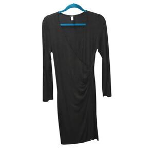 Cosabella Black Long Sleeve Wrap Front Jersey Dress Size L
